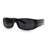 Mens Narrow Rectangle Cholo Gangster All Black Plastic Sunglasses