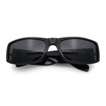 Mens Narrow Rectangle Cholo Gangster All Black Plastic Sunglasses