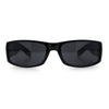 Mens Narrow Rectangle Cholo Gangster All Black Plastic Sunglasses