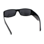 Mens Narrow Rectangle Cholo Gangster All Black Plastic Sunglasses
