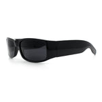 Mens Narrow Rectangle Cholo Gangster All Black Plastic Sunglasses