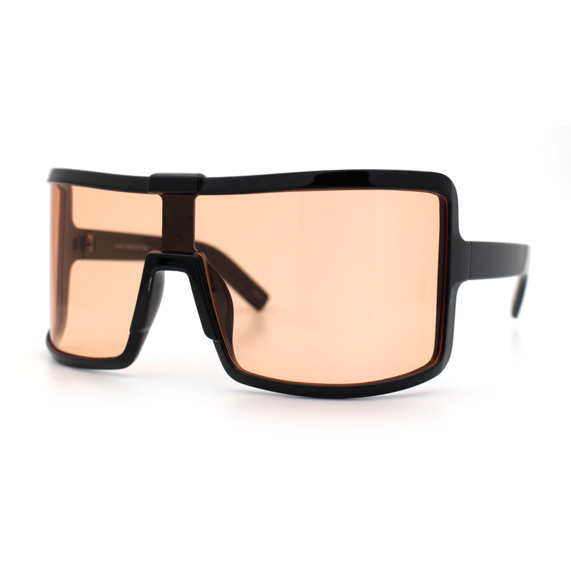 Fancy Large Oversized Curved Panel Monoblock Shield Sport Plastic Sunglasses