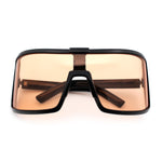 Fancy Large Oversized Curved Panel Monoblock Shield Sport Plastic Sunglasses