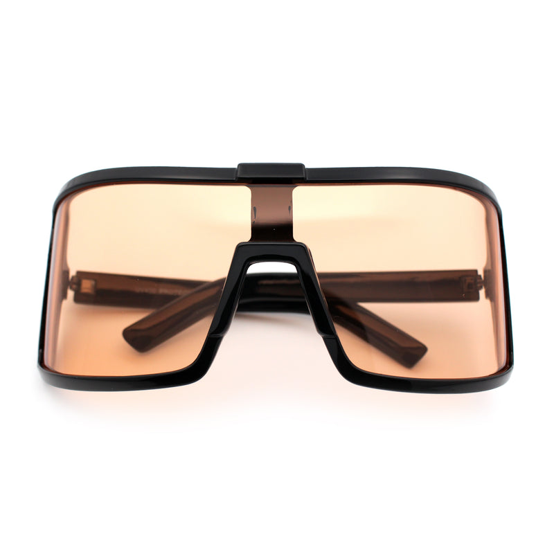 Fancy Large Oversized Curved Panel Monoblock Shield Sport Plastic Sunglasses