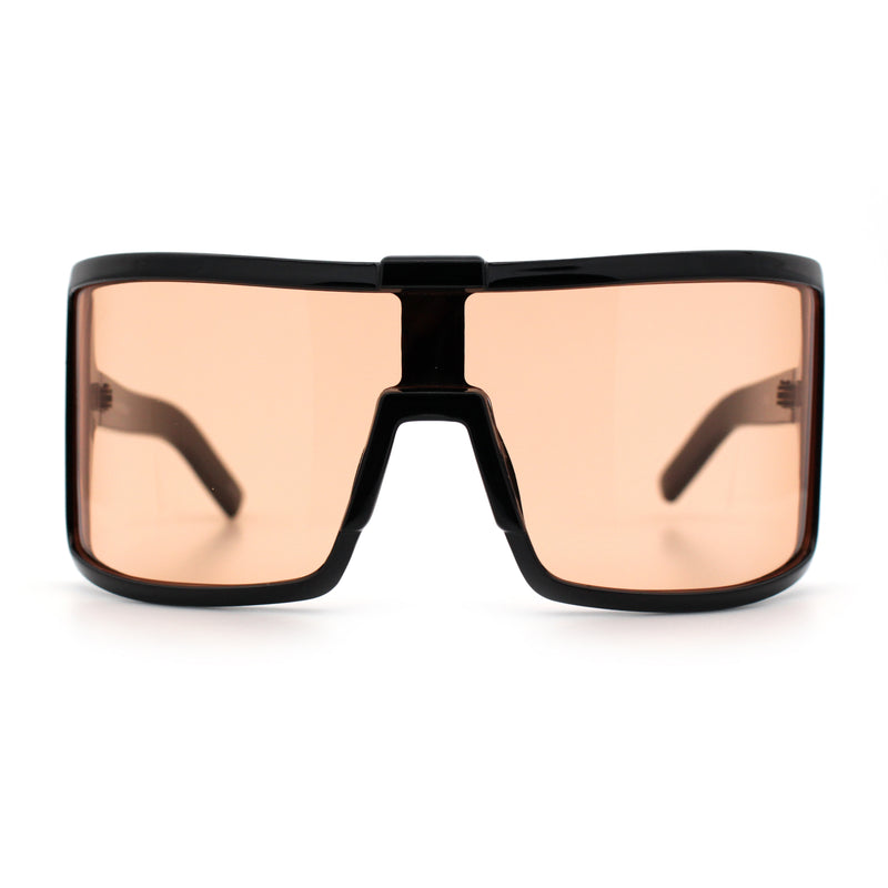 Fancy Large Oversized Curved Panel Monoblock Shield Sport Plastic Sunglasses