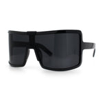 Fancy Large Oversized Curved Panel Monoblock Shield Sport Plastic Sunglasses
