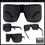 Fancy Large Oversized Curved Panel Monoblock Shield Sport Plastic Sunglasses