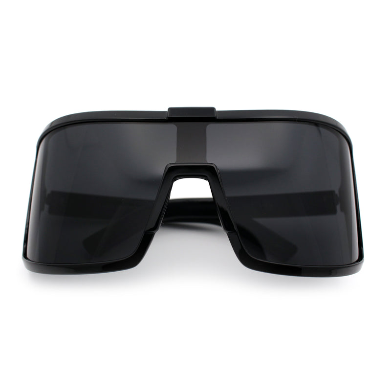 Fancy Large Oversized Curved Panel Monoblock Shield Sport Plastic Sunglasses