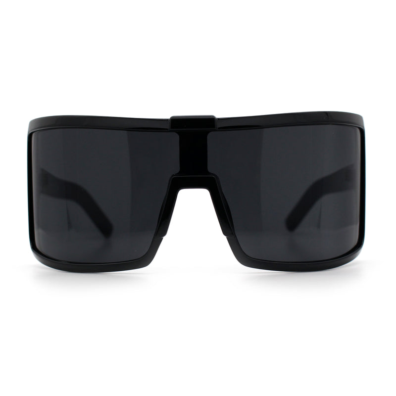 Fancy Large Oversized Curved Panel Monoblock Shield Sport Plastic Sunglasses