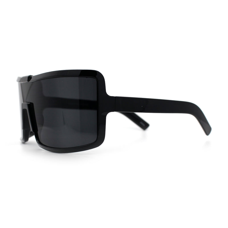 Fancy Large Oversized Curved Panel Monoblock Shield Sport Plastic Sunglasses