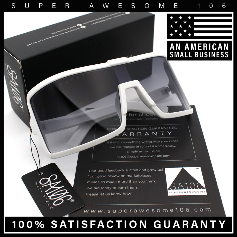 Fancy Large Oversized Curved Panel Monoblock Shield Sport Plastic Sunglasses
