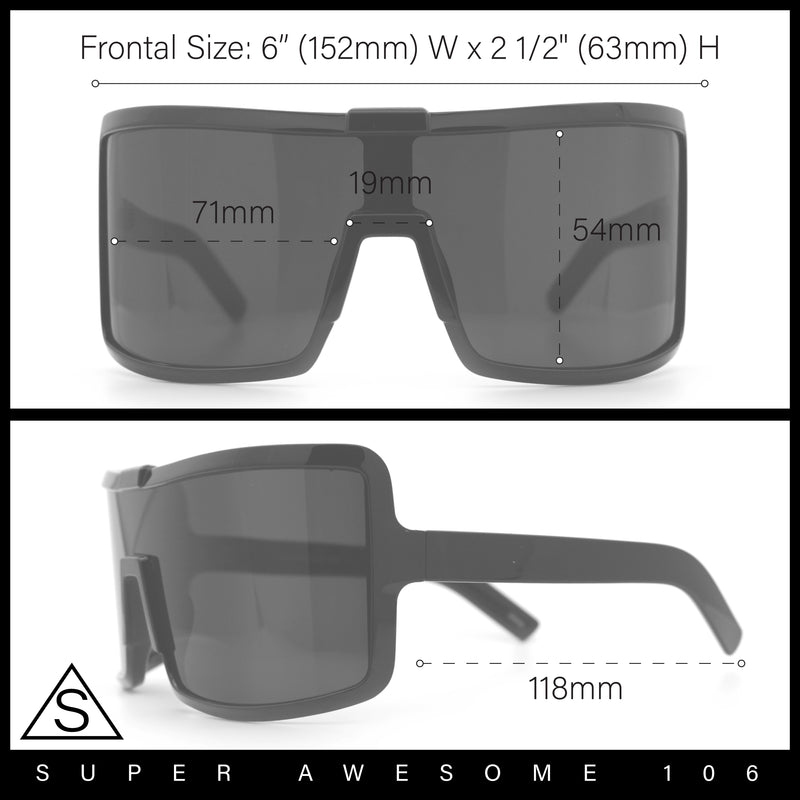 Fancy Large Oversized Curved Panel Monoblock Shield Sport Plastic Sunglasses
