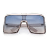 Fancy Large Oversized Curved Panel Monoblock Shield Sport Plastic Sunglasses