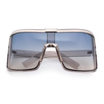 Fancy Large Oversized Curved Panel Monoblock Shield Sport Plastic Sunglasses