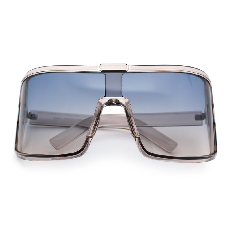 Fancy Large Oversized Curved Panel Monoblock Shield Sport Plastic Sunglasses