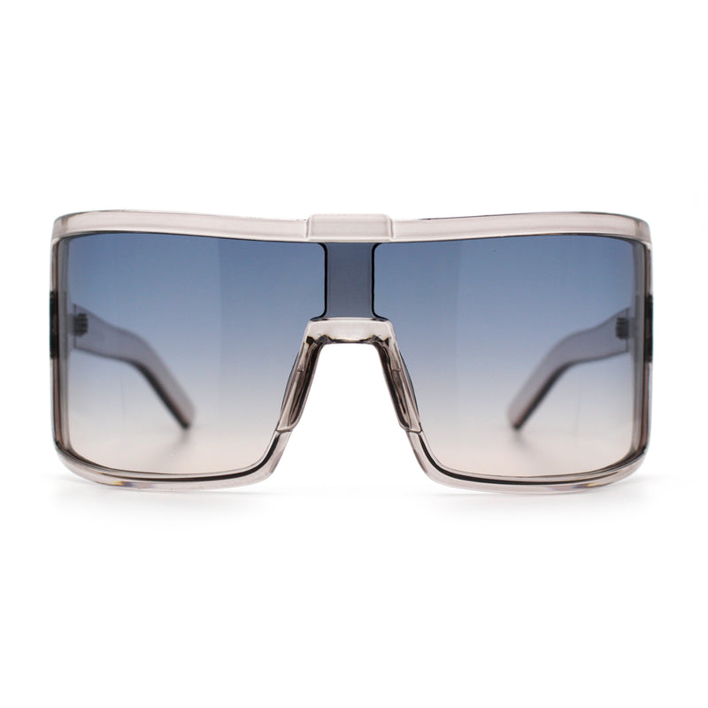 Fancy Large Oversized Curved Panel Monoblock Shield Sport Plastic Sunglasses