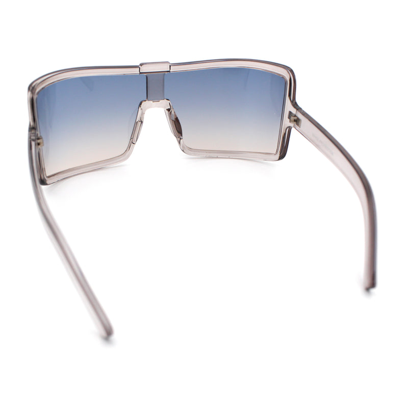 Fancy Large Oversized Curved Panel Monoblock Shield Sport Plastic Sunglasses