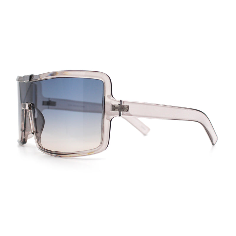Fancy Large Oversized Curved Panel Monoblock Shield Sport Plastic Sunglasses