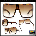 Fancy Large Oversized Curved Panel Monoblock Shield Sport Plastic Sunglasses