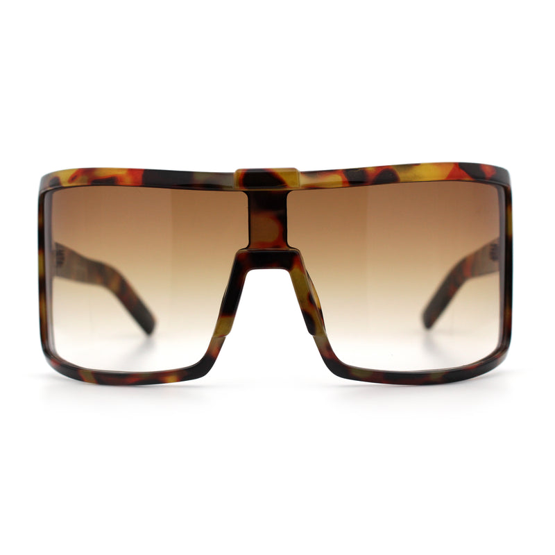 Fancy Large Oversized Curved Panel Monoblock Shield Sport Plastic Sunglasses