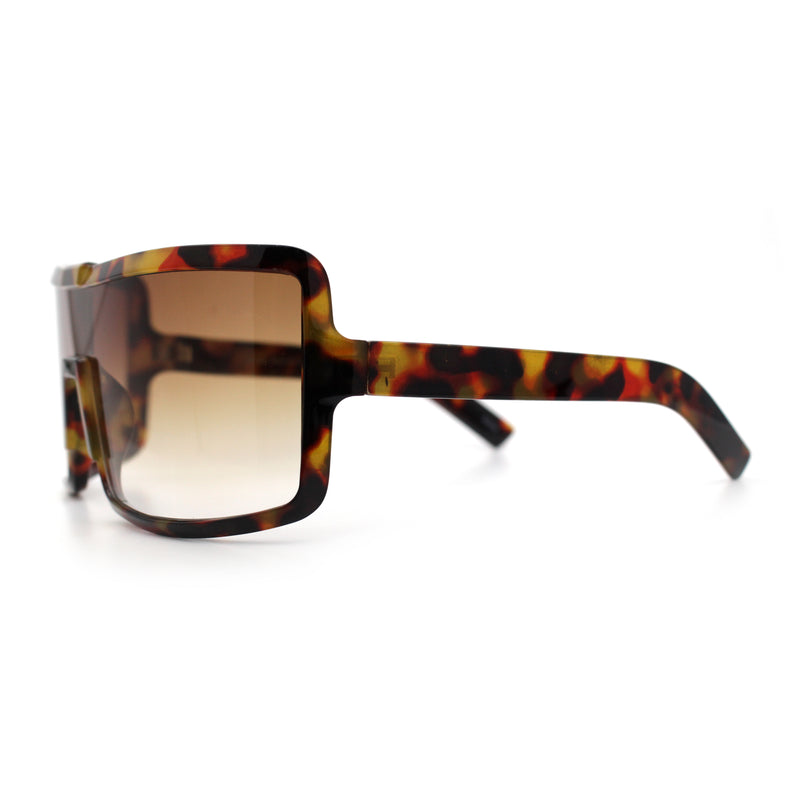 Fancy Large Oversized Curved Panel Monoblock Shield Sport Plastic Sunglasses