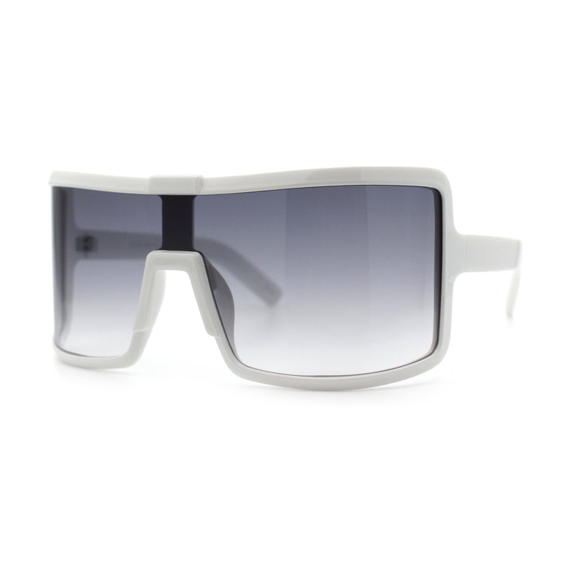 Fancy Large Oversized Curved Panel Monoblock Shield Sport Plastic Sunglasses