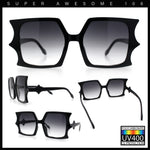 Womens Bat Wing Oversized Rectangular Plastic Fashion Sunglasses