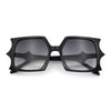 Womens Bat Wing Oversized Rectangular Plastic Fashion Sunglasses