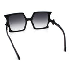 Womens Bat Wing Oversized Rectangular Plastic Fashion Sunglasses