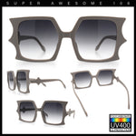 Womens Bat Wing Oversized Rectangular Plastic Fashion Sunglasses