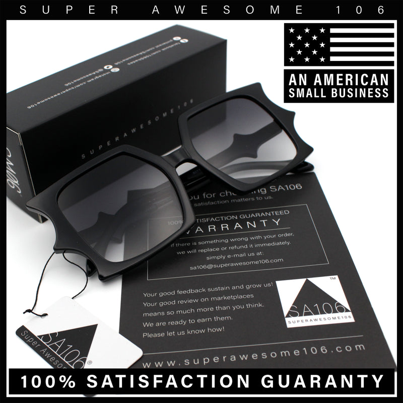 Womens Bat Wing Oversized Rectangular Plastic Fashion Sunglasses