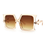 Womens Bat Wing Oversized Rectangular Plastic Fashion Sunglasses