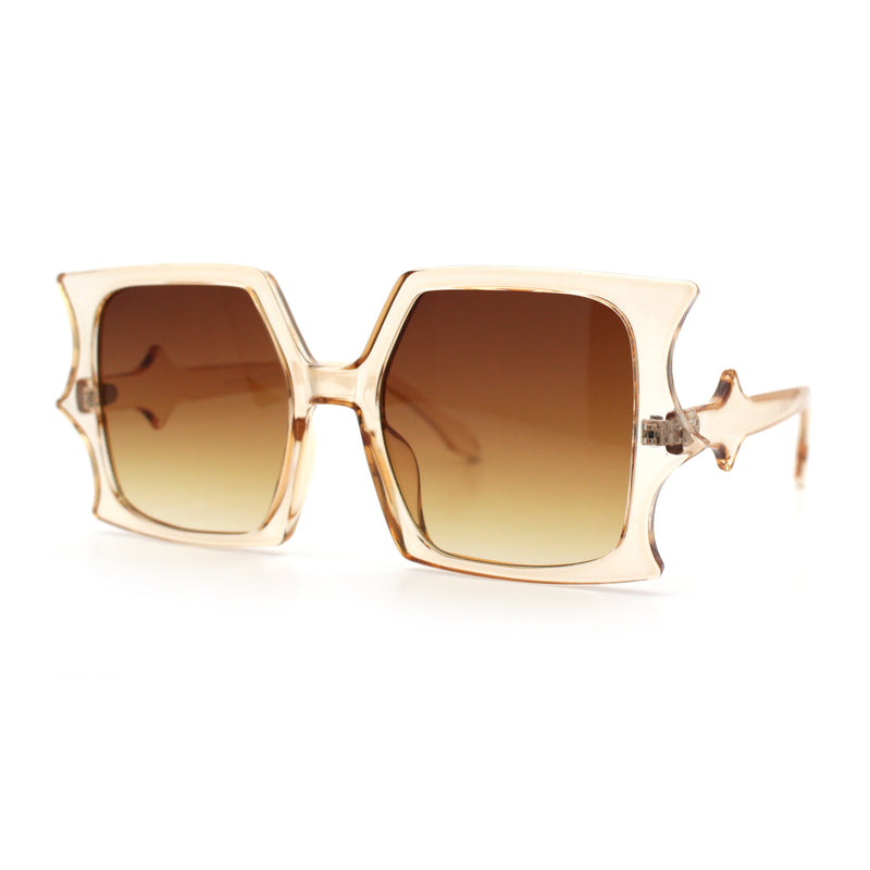 Womens Bat Wing Oversized Rectangular Plastic Fashion Sunglasses