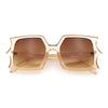 Womens Bat Wing Oversized Rectangular Plastic Fashion Sunglasses