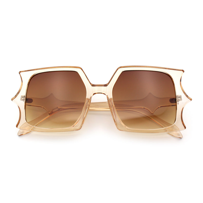 Womens Bat Wing Oversized Rectangular Plastic Fashion Sunglasses