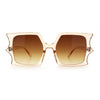 Womens Bat Wing Oversized Rectangular Plastic Fashion Sunglasses
