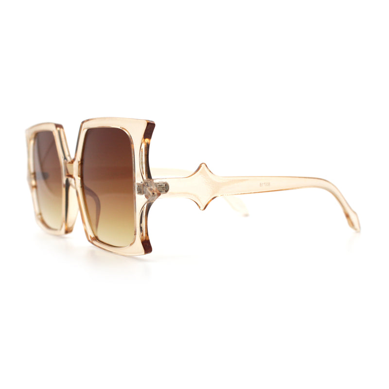Womens Bat Wing Oversized Rectangular Plastic Fashion Sunglasses