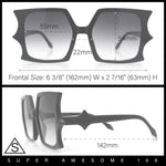 Womens Bat Wing Oversized Rectangular Plastic Fashion Sunglasses