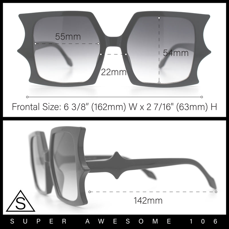 Womens Bat Wing Oversized Rectangular Plastic Fashion Sunglasses