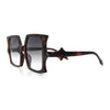 Womens Bat Wing Oversized Rectangular Plastic Fashion Sunglasses