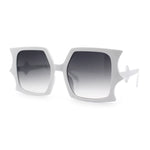 Womens Bat Wing Oversized Rectangular Plastic Fashion Sunglasses