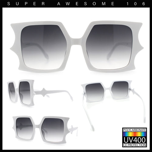 Womens Bat Wing Oversized Rectangular Plastic Fashion Sunglasses