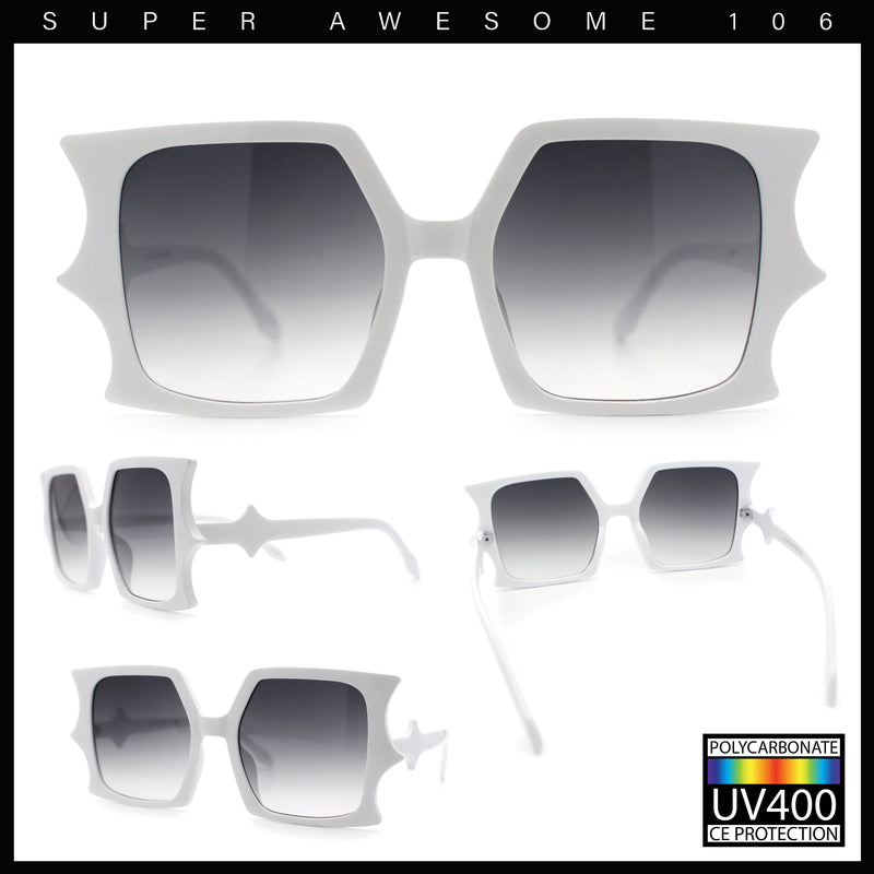 Womens Bat Wing Oversized Rectangular Plastic Fashion Sunglasses