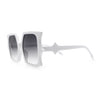 Womens Bat Wing Oversized Rectangular Plastic Fashion Sunglasses
