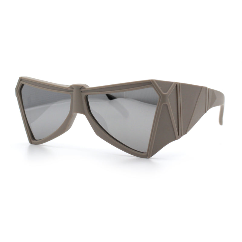Robotic Geometric Dimensional Bevel Angular Wrap Plastic Sunglasses