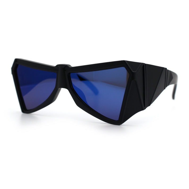 Robotic Geometric Dimensional Bevel Angular Wrap Plastic Sunglasses
