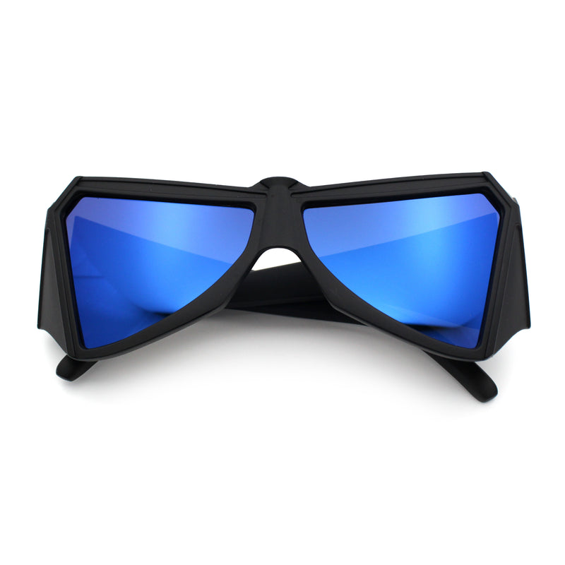 Robotic Geometric Dimensional Bevel Angular Wrap Plastic Sunglasses