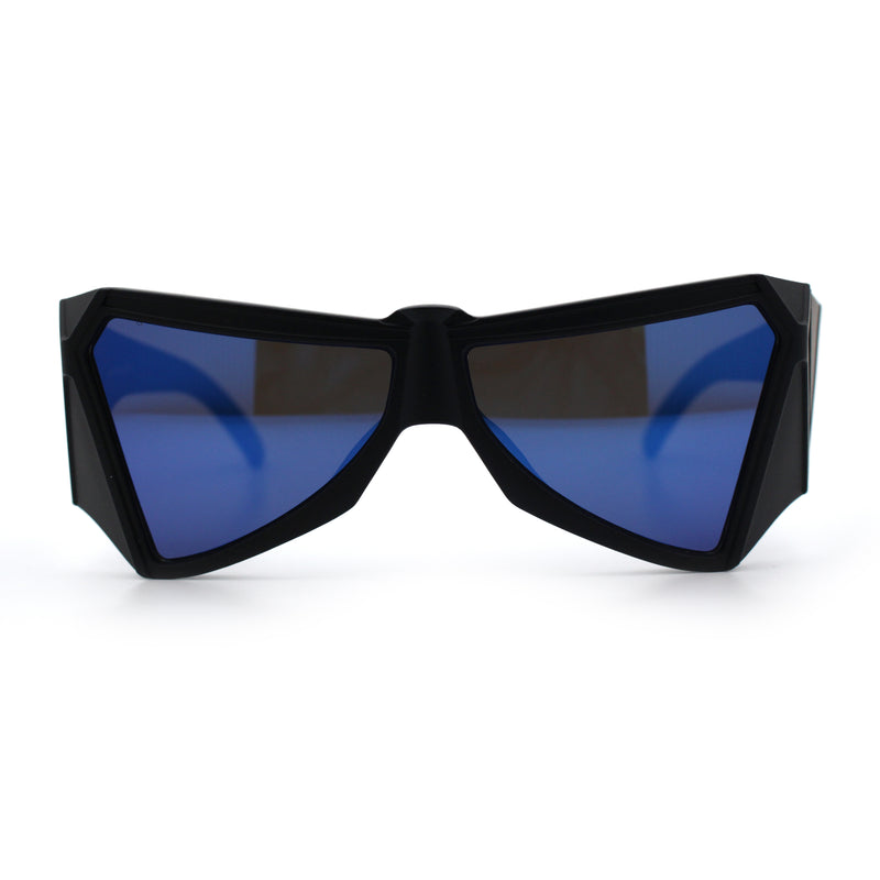 Robotic Geometric Dimensional Bevel Angular Wrap Plastic Sunglasses