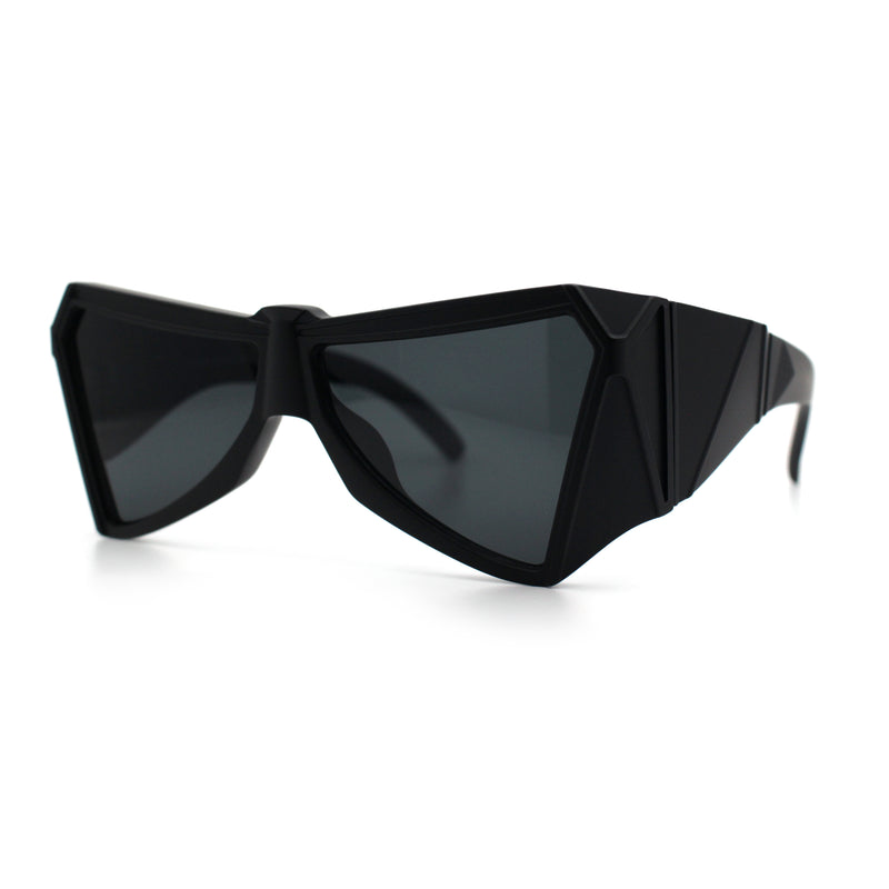 Robotic Geometric Dimensional Bevel Angular Wrap Plastic Sunglasses