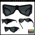 Robotic Geometric Dimensional Bevel Angular Wrap Plastic Sunglasses